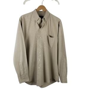 Perry Elis Portfolio Travel Luxe Cream Tan Super Soft Button Down Shirt 16.5